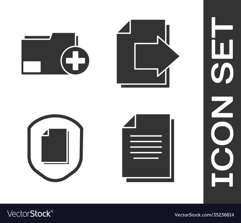 Set document add new folder protection vector image Set document add new folder protection