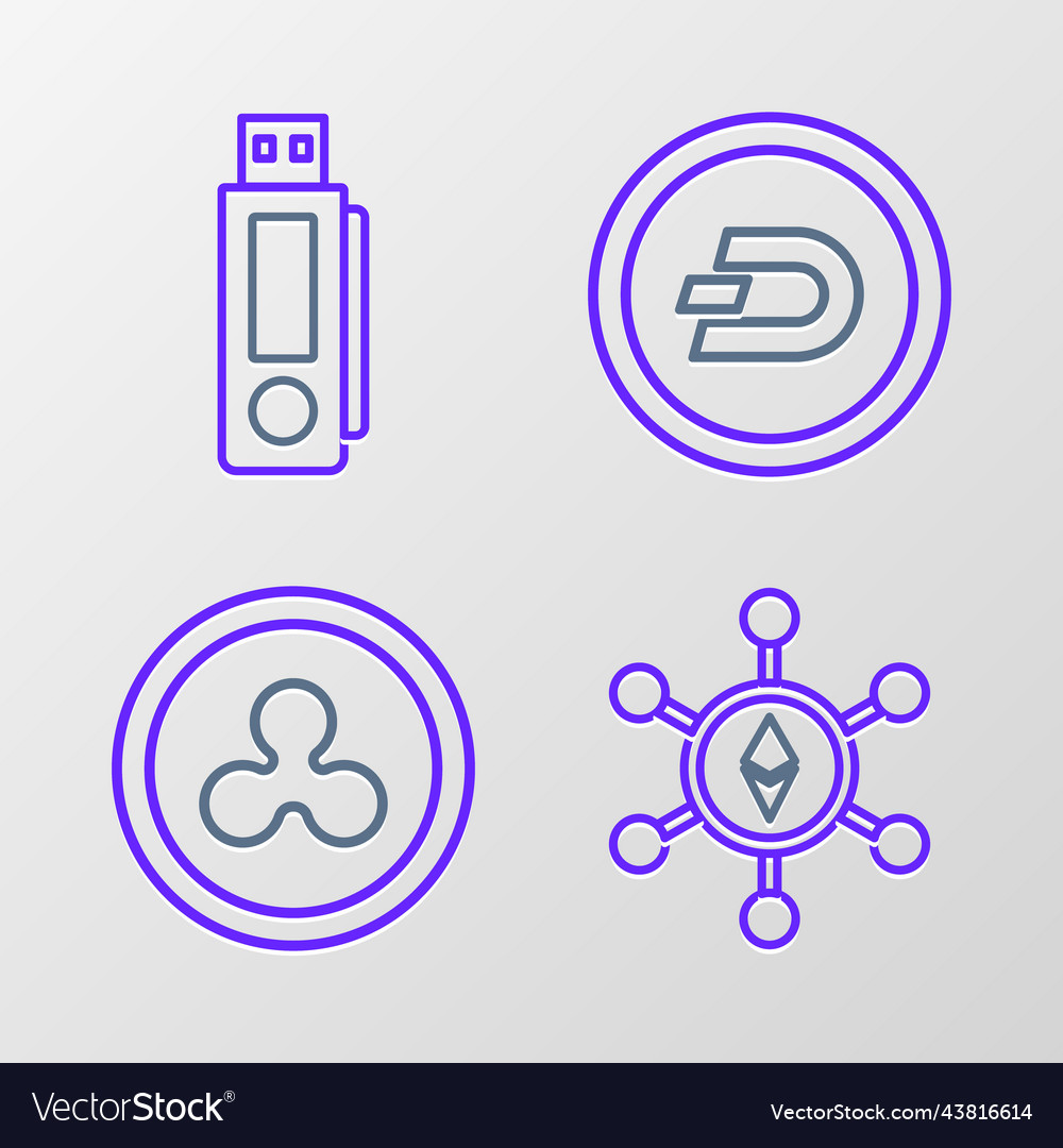 Set line blockchain technology ethereum eth vector image Set line blockchain technology ethereum eth