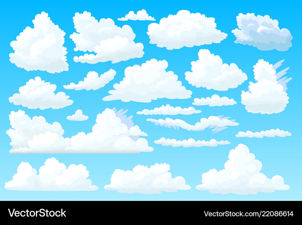 Shaped fluffy cloud set Royalty Free Vector Image