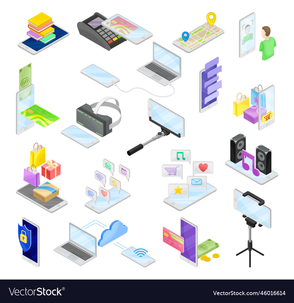 Smartphone mobile device with app and media vector image Smartphone mobile device with app and media