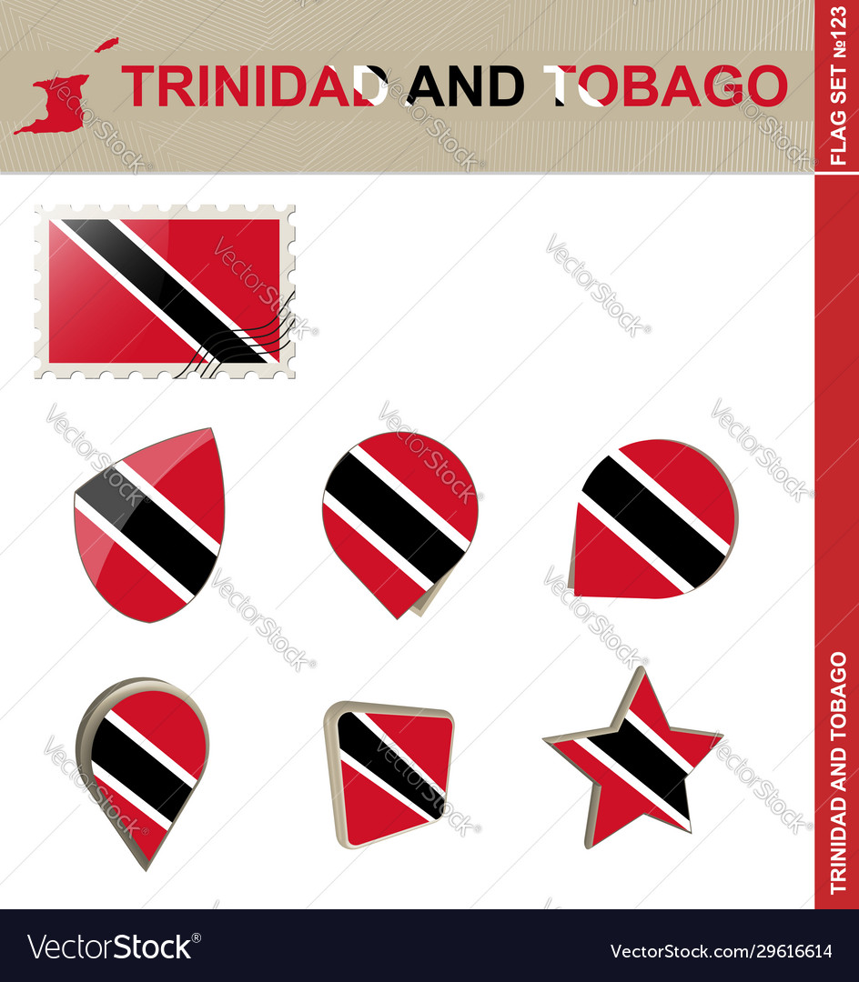 Trinidad and tobago flag set flag set 123 Vector Image