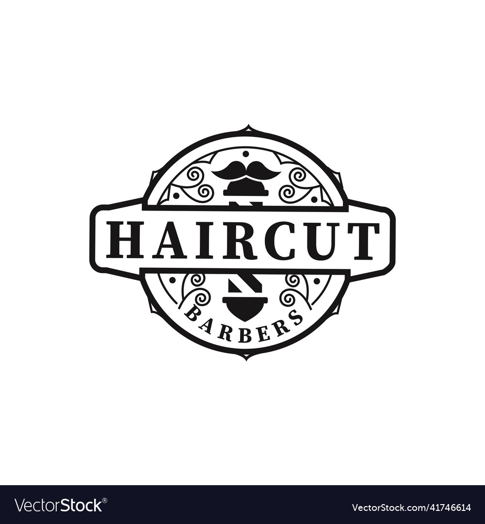 Vintage Wappen Haarschnitt Logobarbershop Logo