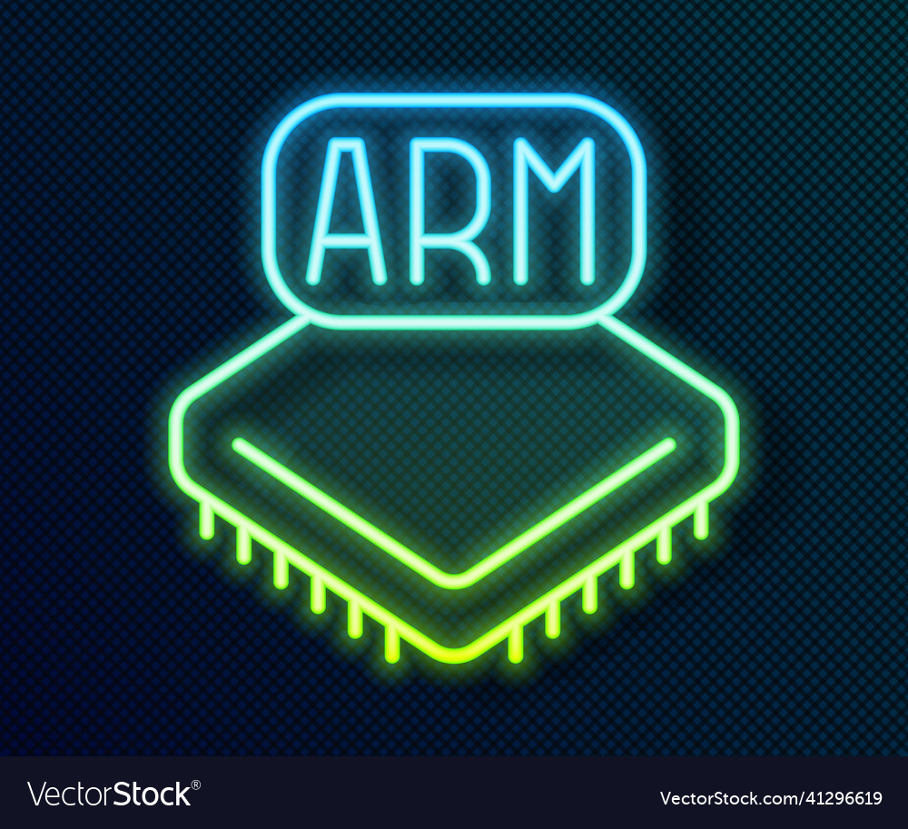 Glowing neon line processor icon isolated on black vector image Glowing neon line processor icon isolated on black