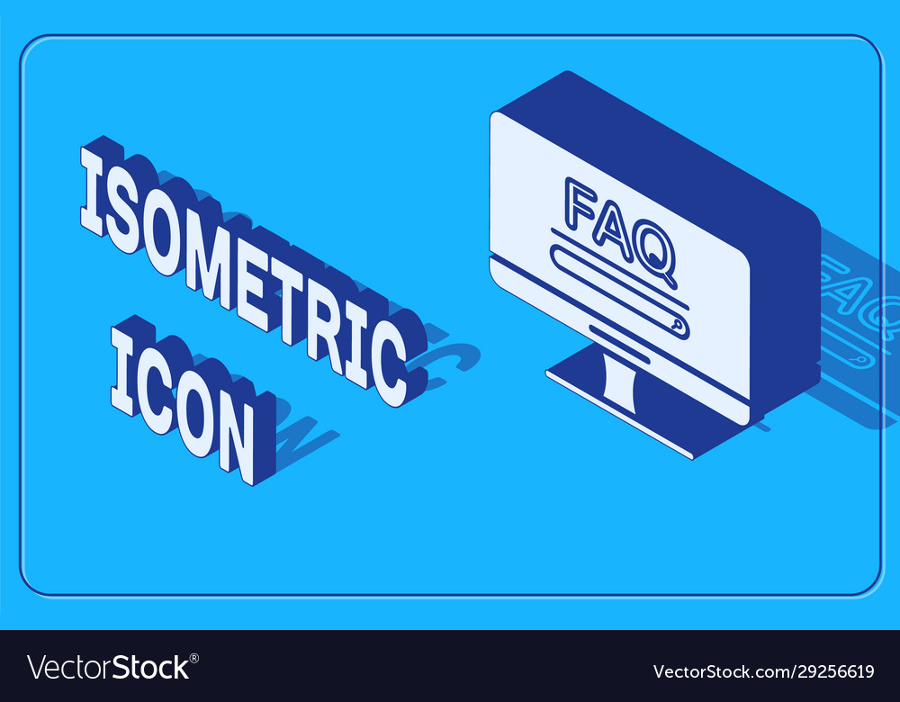 Isometric computer monitor with text faq vector image Isometric computer monitor with text faq