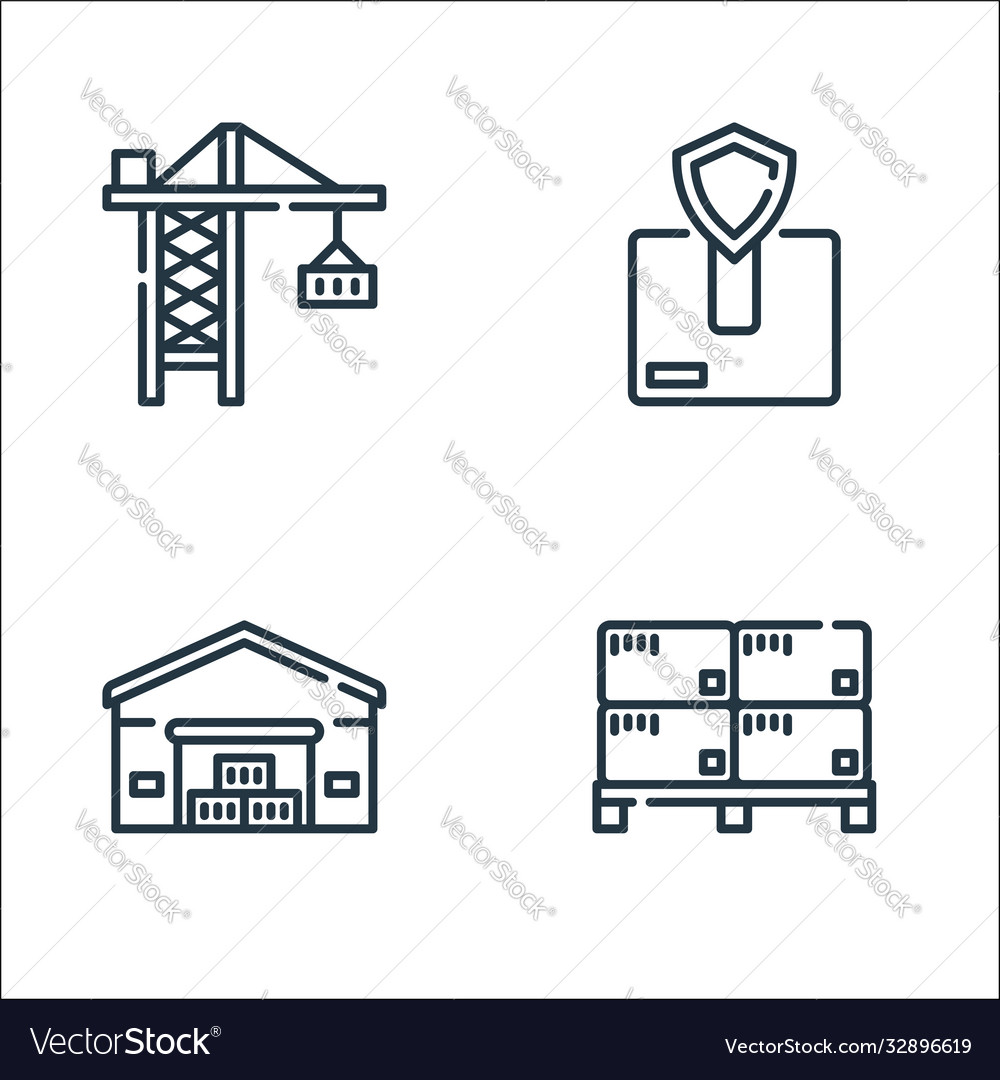 Logistic and delivery line icons linear set vector image Logistic and delivery line icons linear set