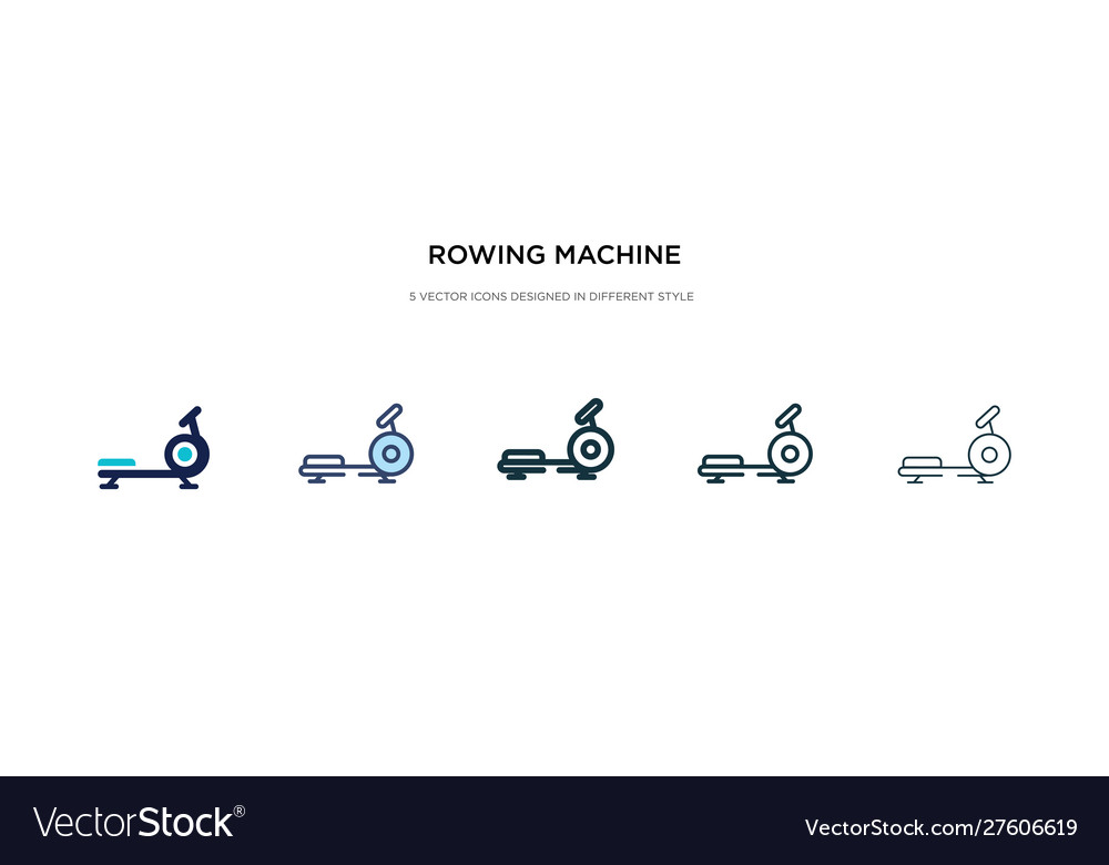 Rowing machine icon in different style two vector image Rowing machine icon in different style two