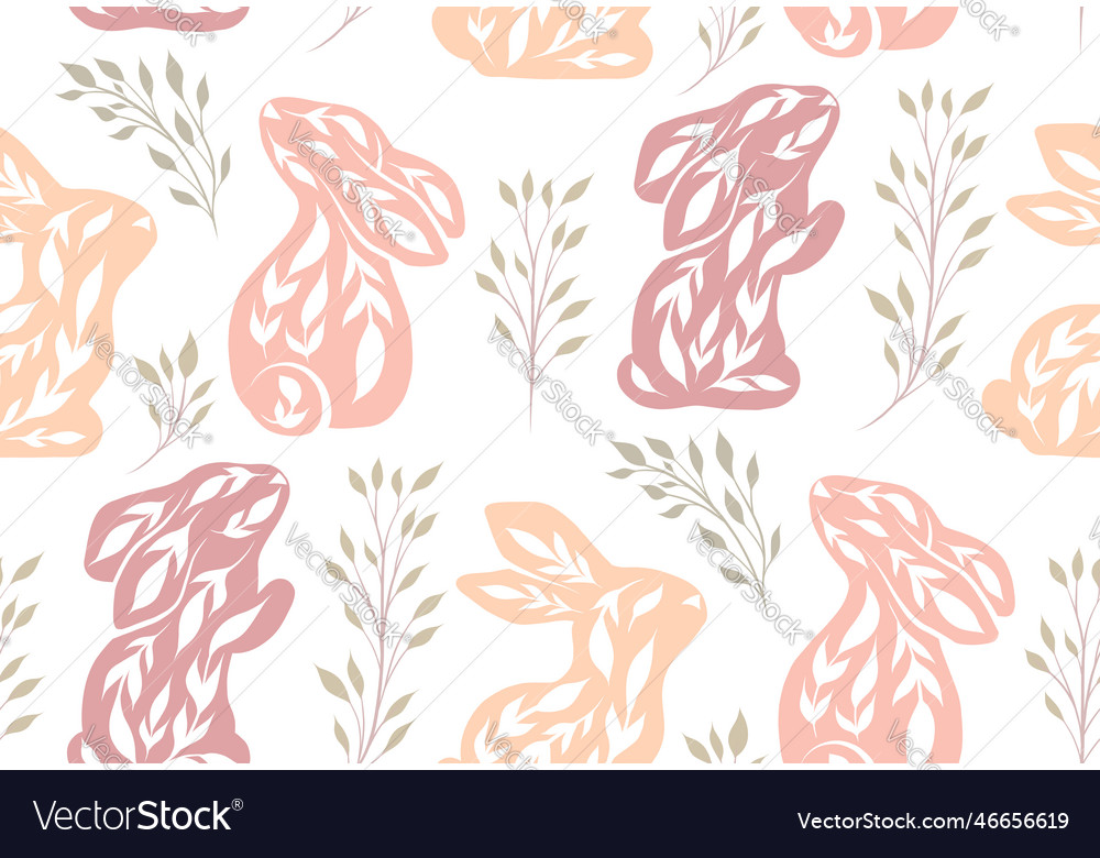 Seamless pattern with decorated rabbits