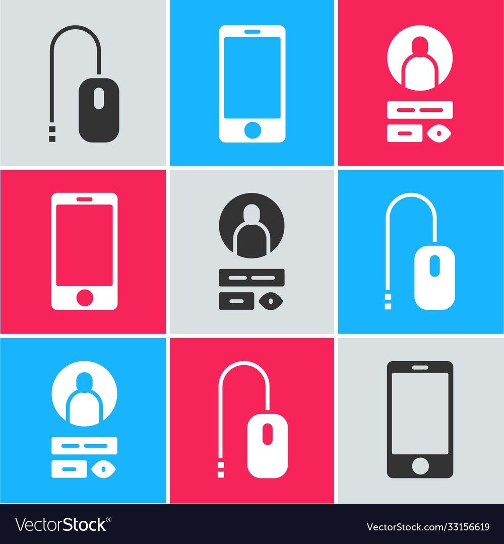 Set computer mouse mobile phone and create vector image Set computer mouse mobile phone and create