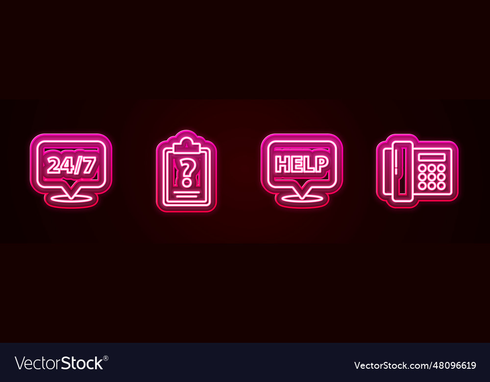Set line clock 24 hours clipboard with question Vector Image Set line clock 24 hours clipboard with question