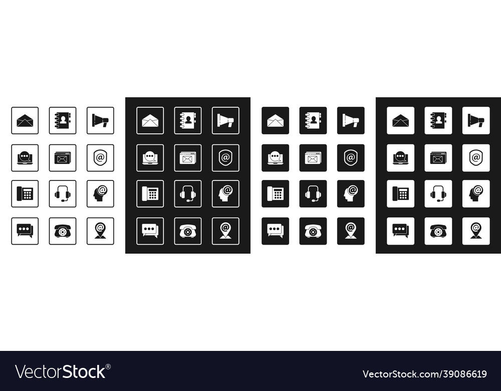 Set megaphone website and envelope chat messages vector image Set megaphone website and envelope chat messages