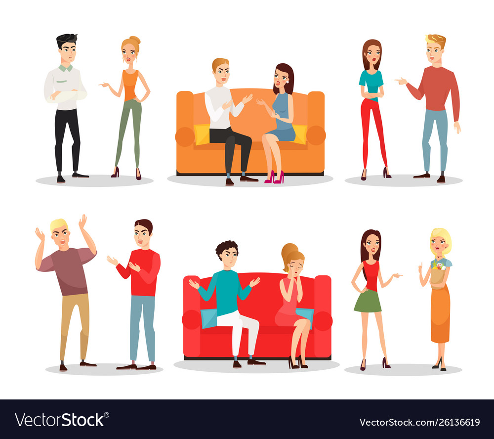 Set people fighting and Royalty Free Vector Image