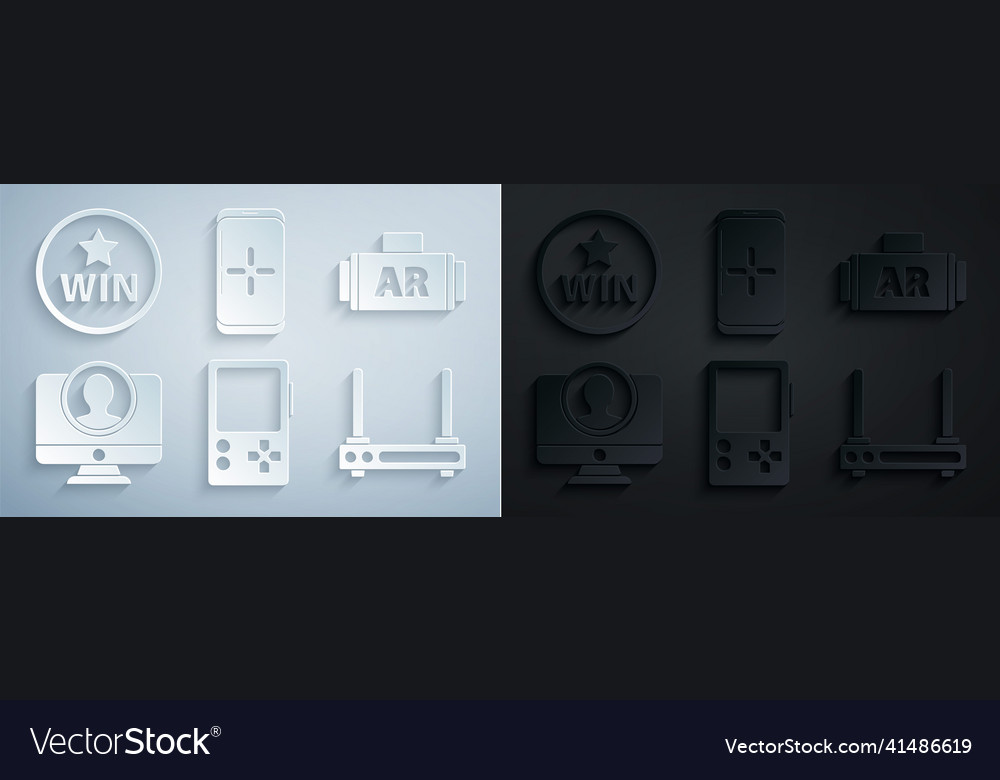 Set portable video game console ar augmented vector image Set portable video game console ar augmented