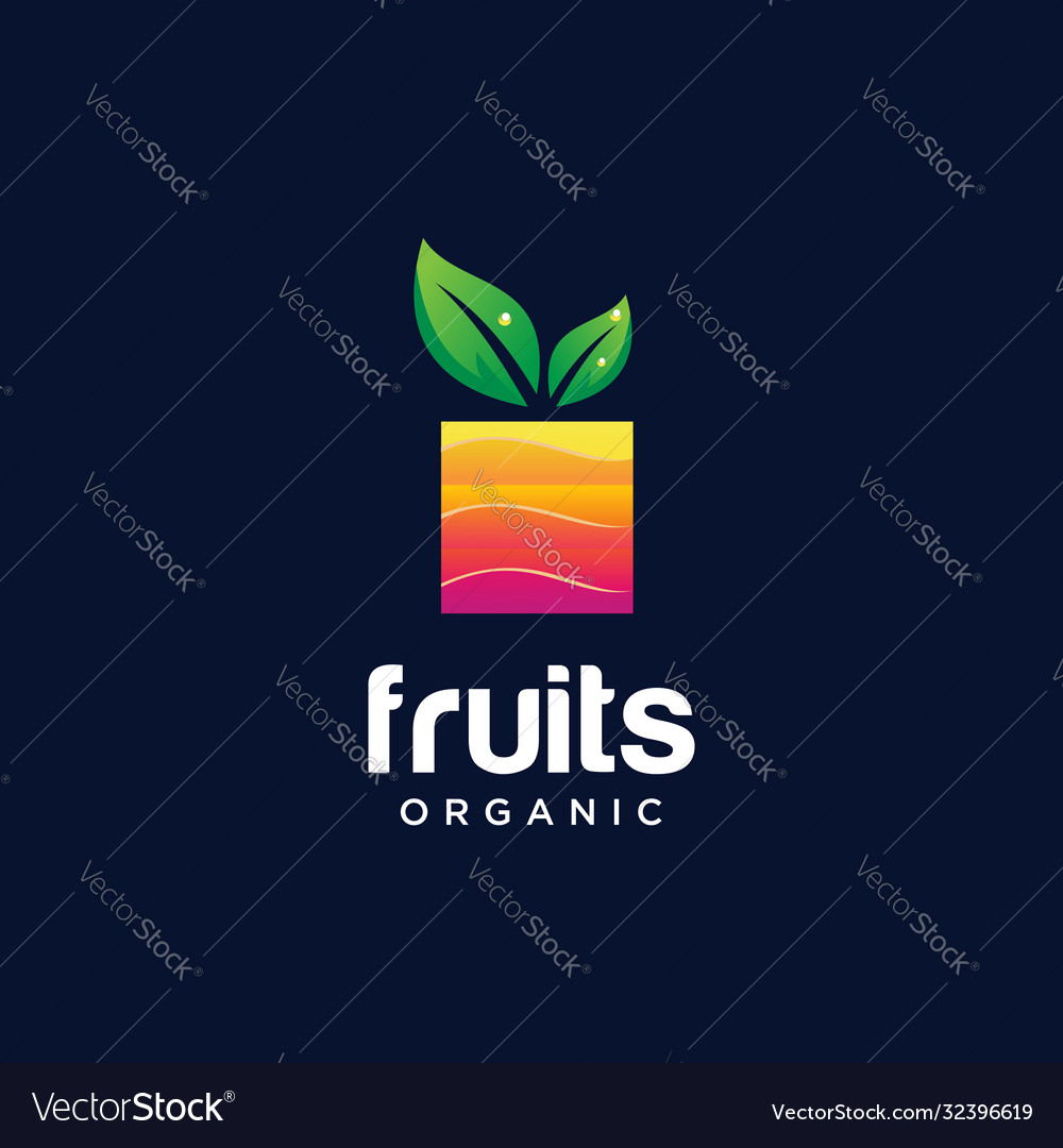 Quadratisches Obst Logo Design Natur Bio bunt