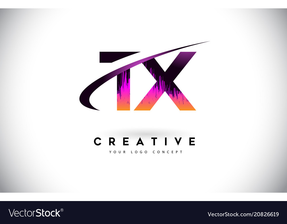 TX T X Grunge Letter Logo - Purple Rainbow Effect