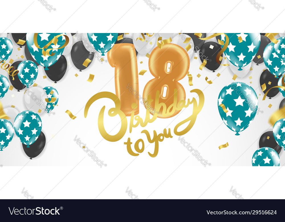 18th birthday celebration with balloons vector image 18th birthday celebration with balloons