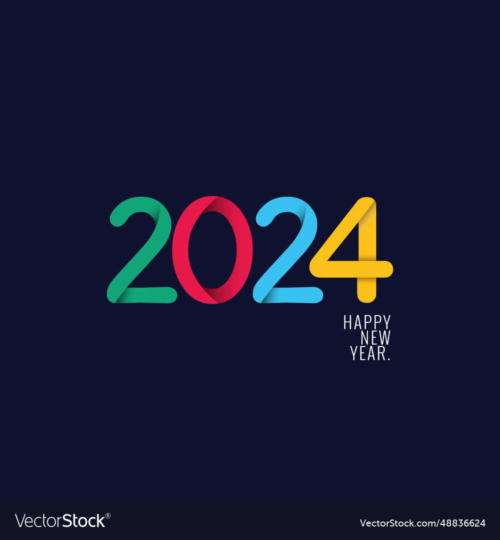 Colorful number 2024 happy new year 2024 d Vector Image