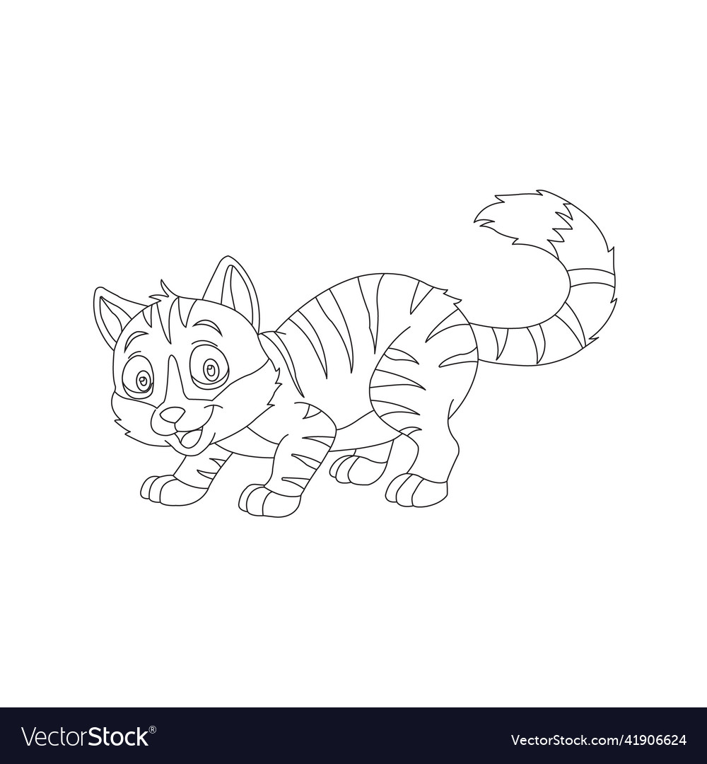 Coloring page outline of cute cat animal