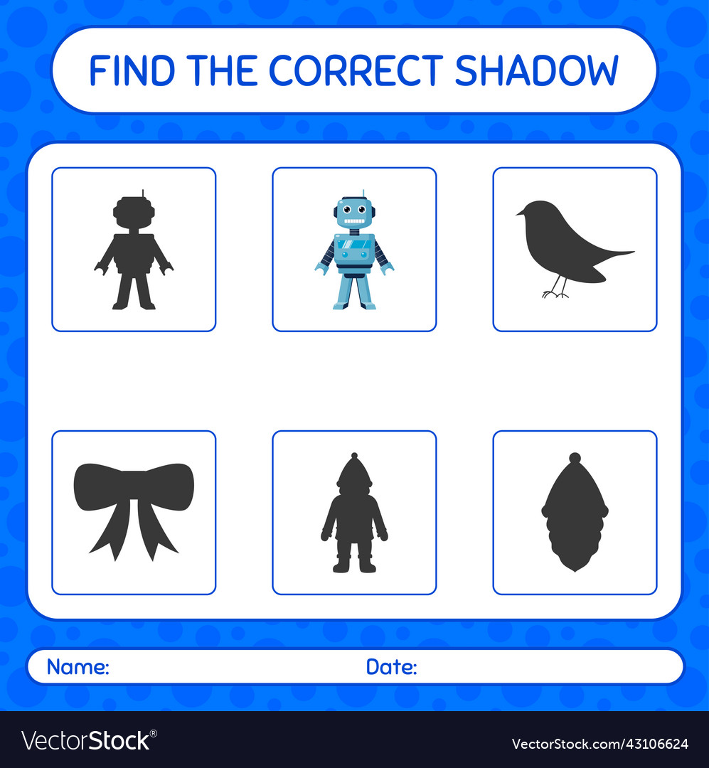 Find the correct shadows game with robot toy