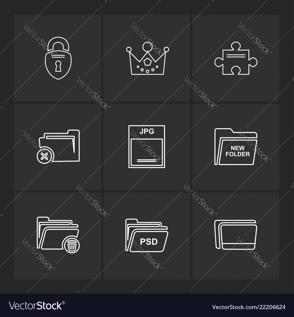 Folder files directory search code eps icons
