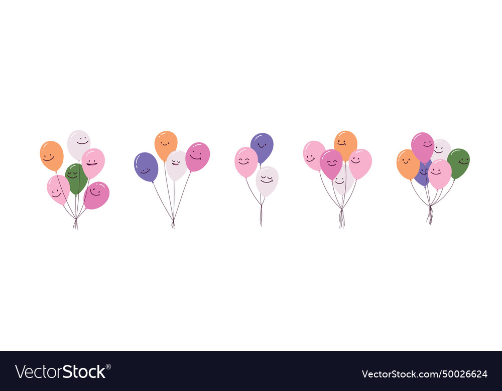 Fun simple doodle balloon smiling characters