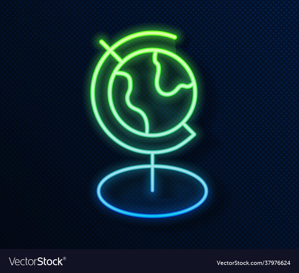 Glowing neon line earth globe icon isolated