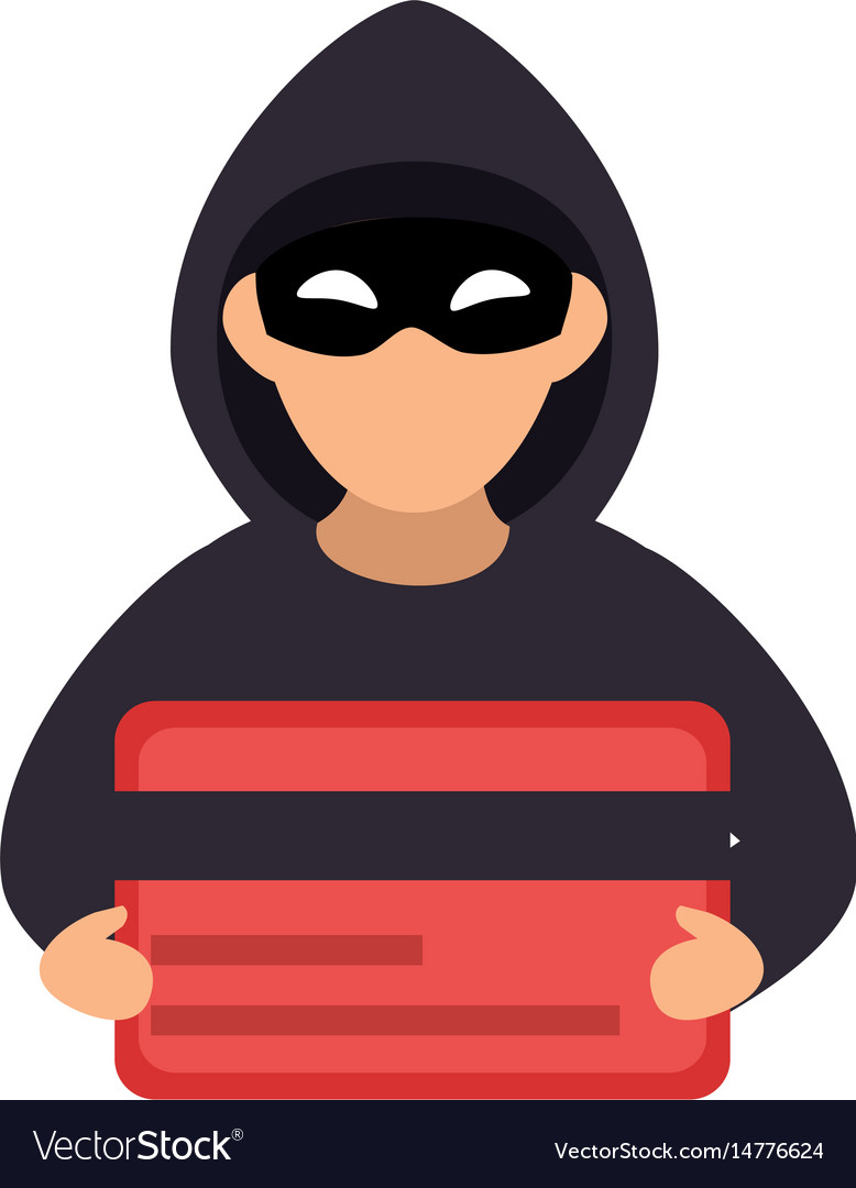 Hacker with credit card avatar character