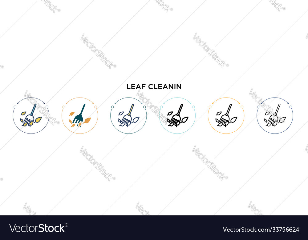 Leaf cleanin icon in filled thin line outline