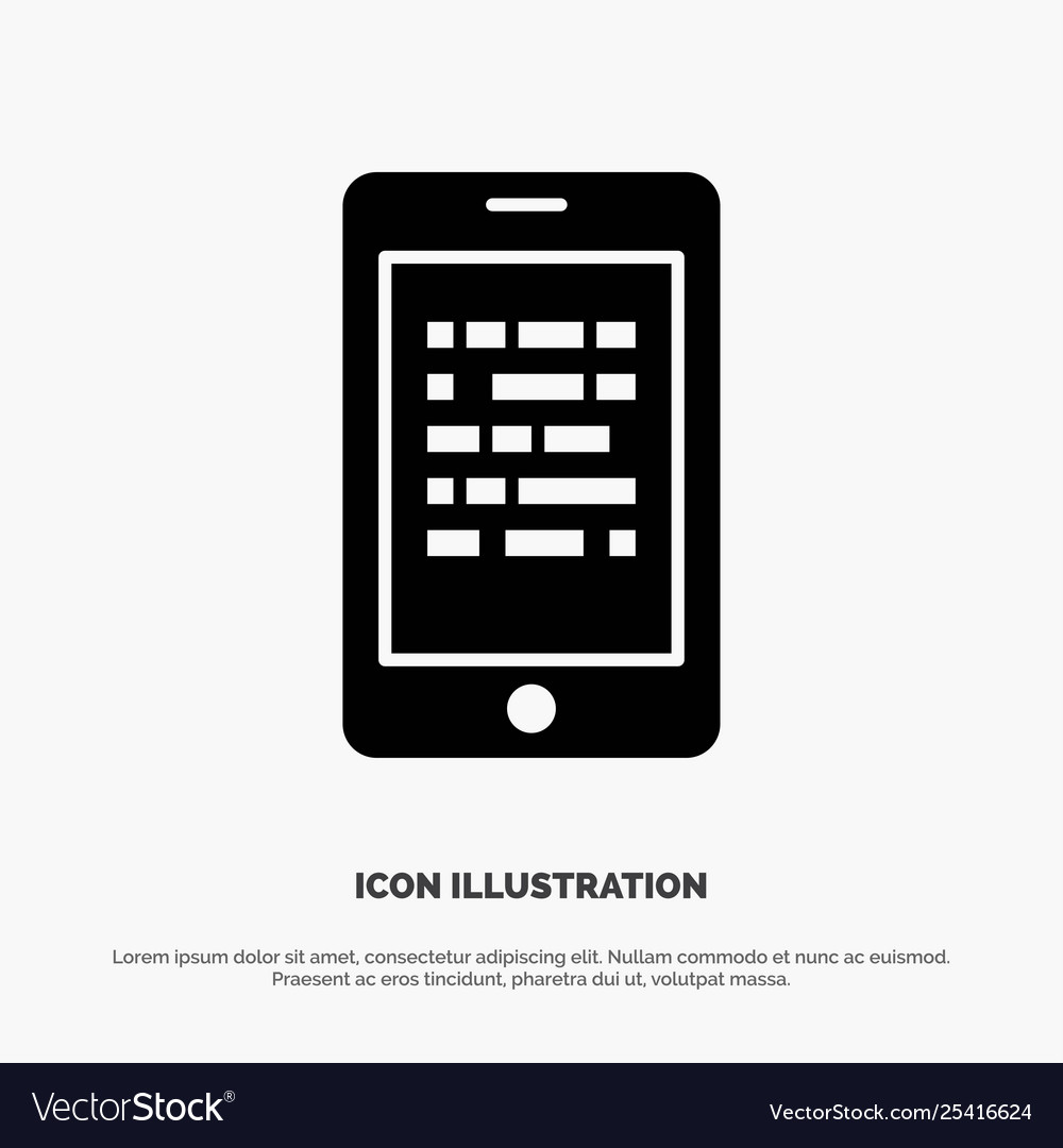 Mobile read data secure e learning solid glyph vector image Mobile read data secure e learning solid glyph