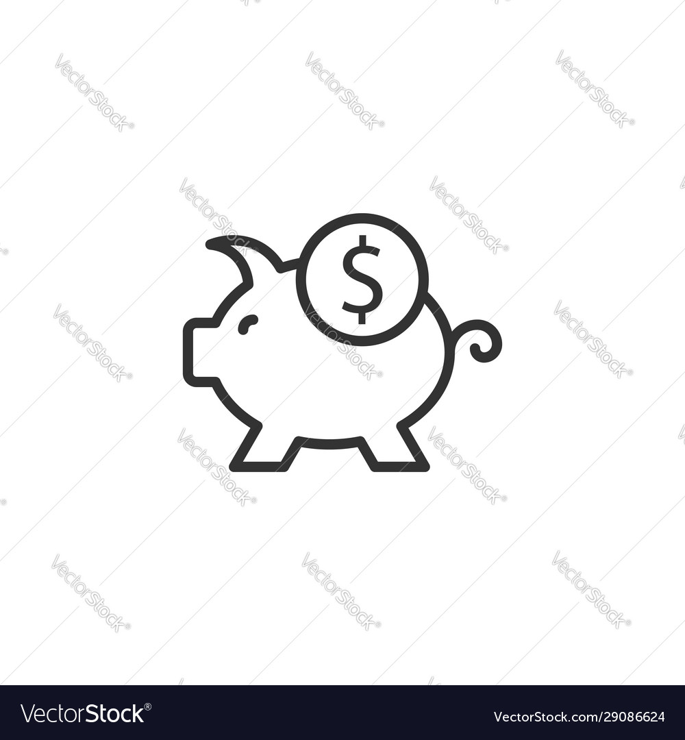 Money box icon in flat style pig container