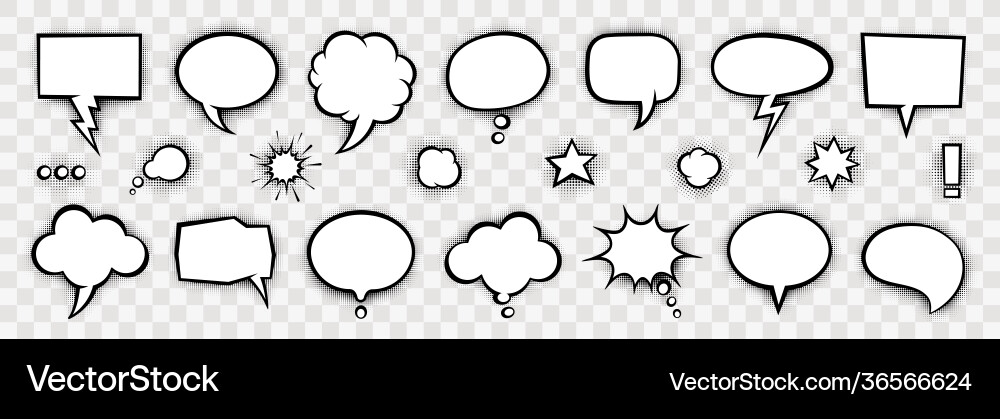 Retro empty comic speech bubbles set with black Vector Image