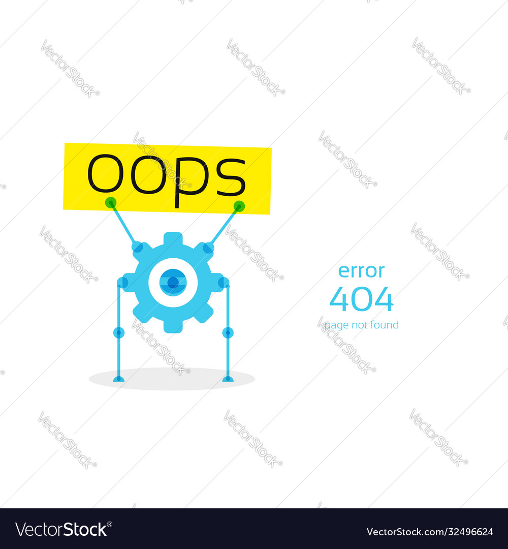 Robot holding a sign oops page not found error
