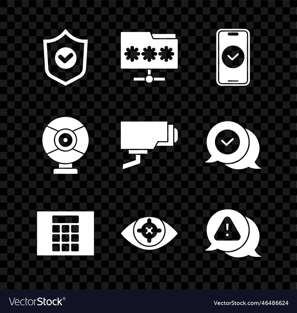 Set shield with check mark folder password Vector Image Set shield with check mark folder password