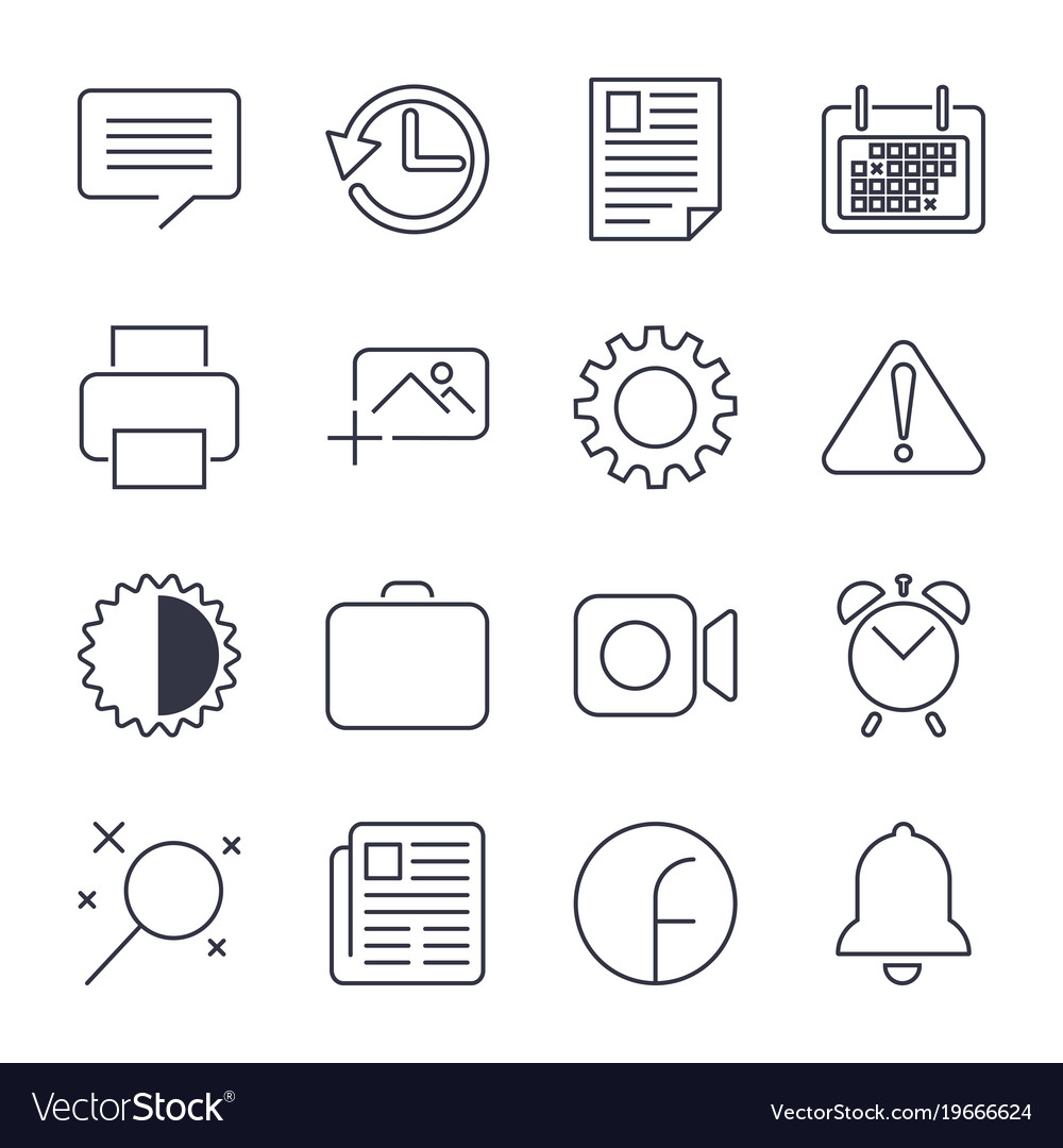 Simple set of office related line icons