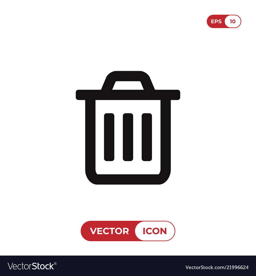 Trash icon garbage symbol can bin delete vector image Trash icon garbage symbol can bin delete
