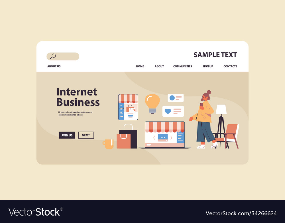 Woman Using Online Shopping Application Royalty Free Vector