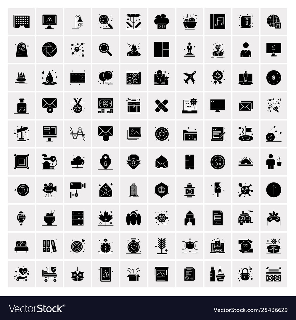 100 solid business icons for web and print