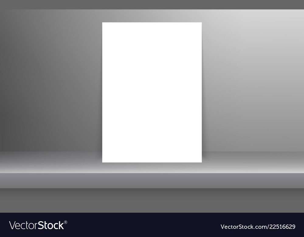Blank frame in empty white color shelf vector image Blank frame in empty white color shelf