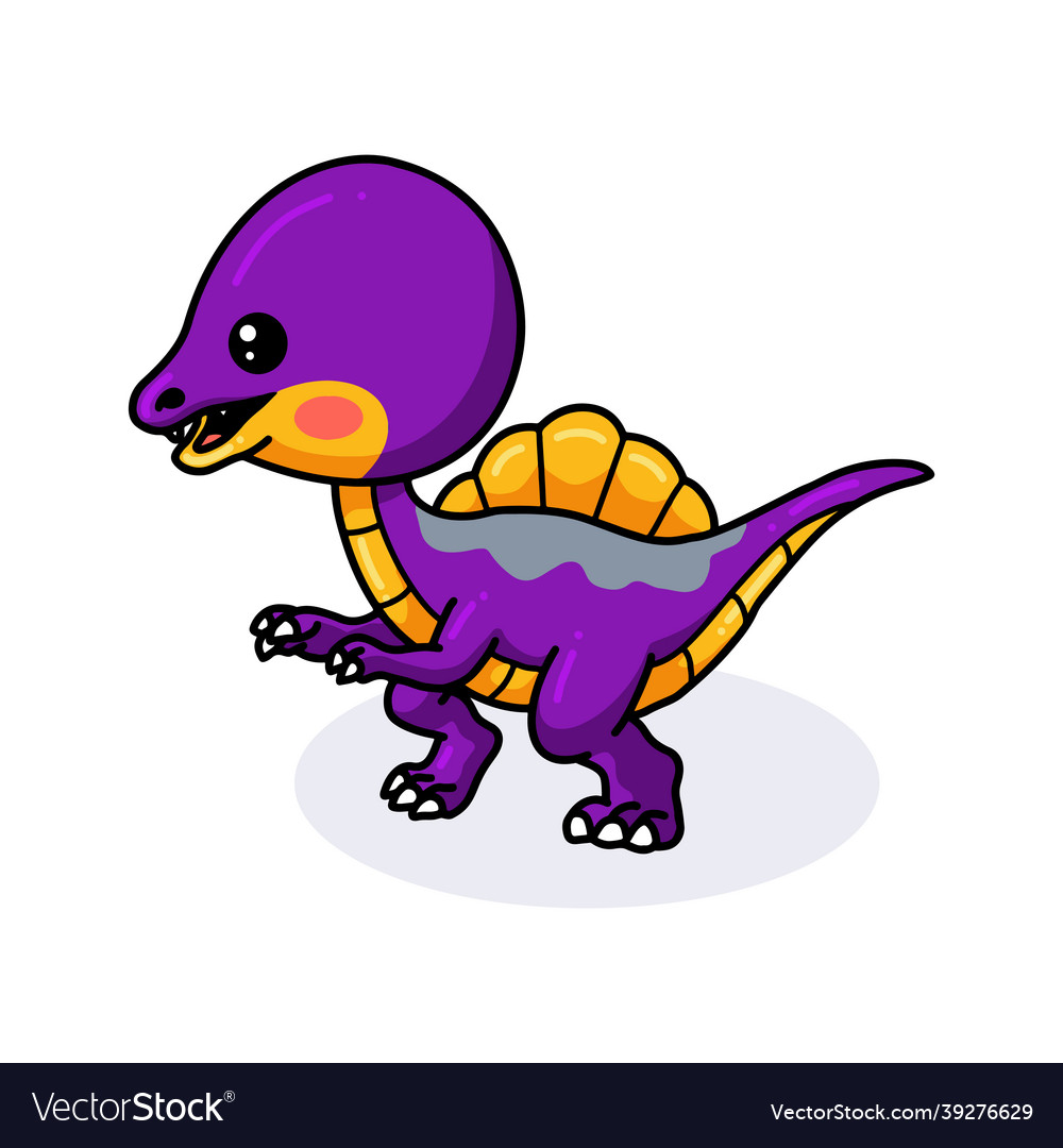 Cute Purple Little Dinosaur Cartoon Royalty Free Vector