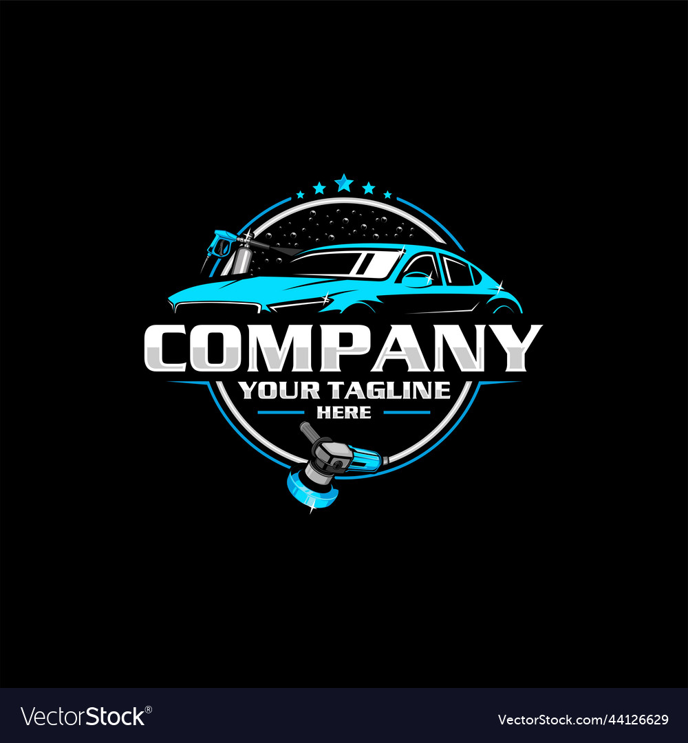 Detailing car logo and wash Royalty Free Vector Image
