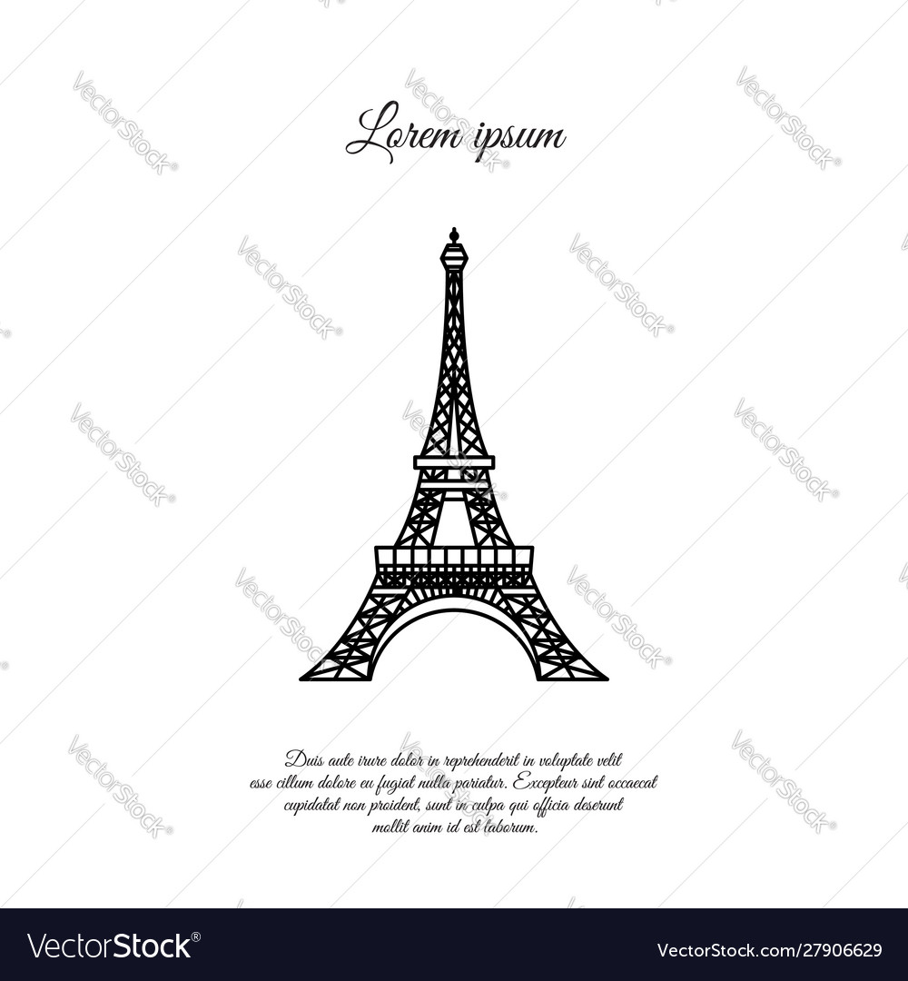 Eiffel tower in paris line icon sign