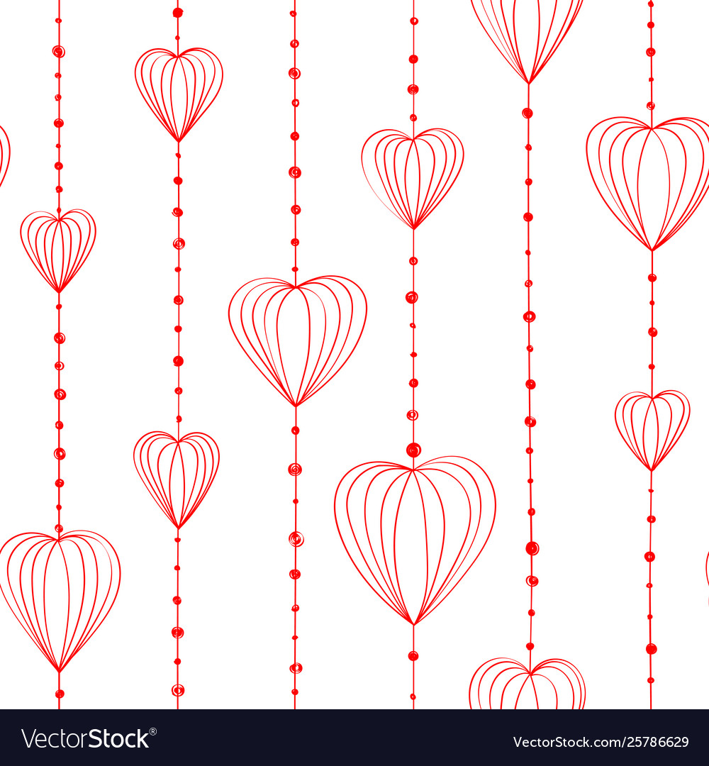 Hand drawing pattern with threads and heart beads