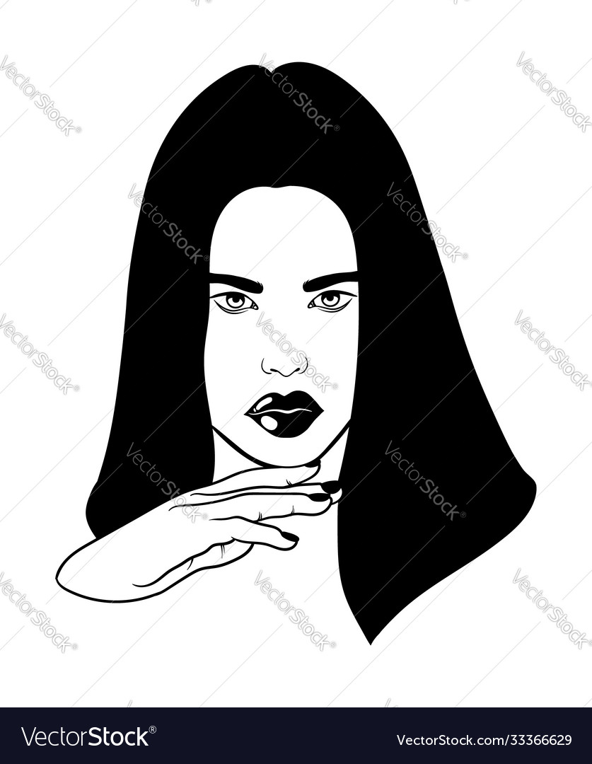 Hand Drawn Beautiful Woman With Hand Tattoo Vector Image