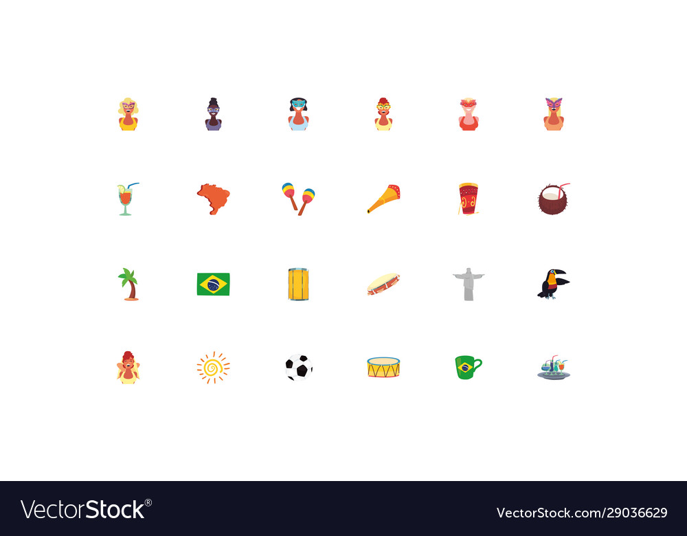 Isolated brazil icon set design