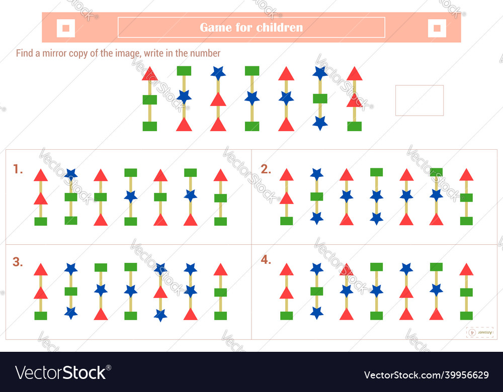 Logic puzzle game for children select and write vector image Logic puzzle game for children select and write