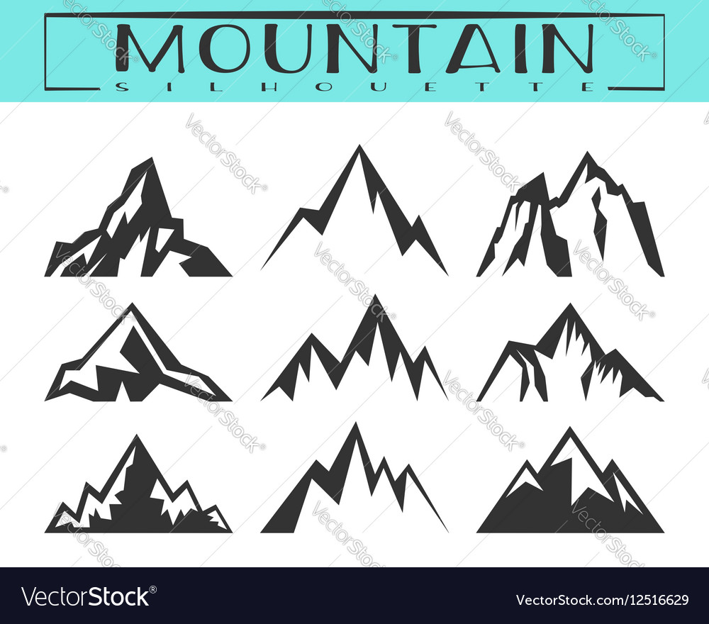 Mountain silhouette set Royalty Free Vector Image