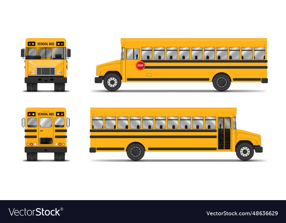 School bus kids driving yellow passenger Vector Image