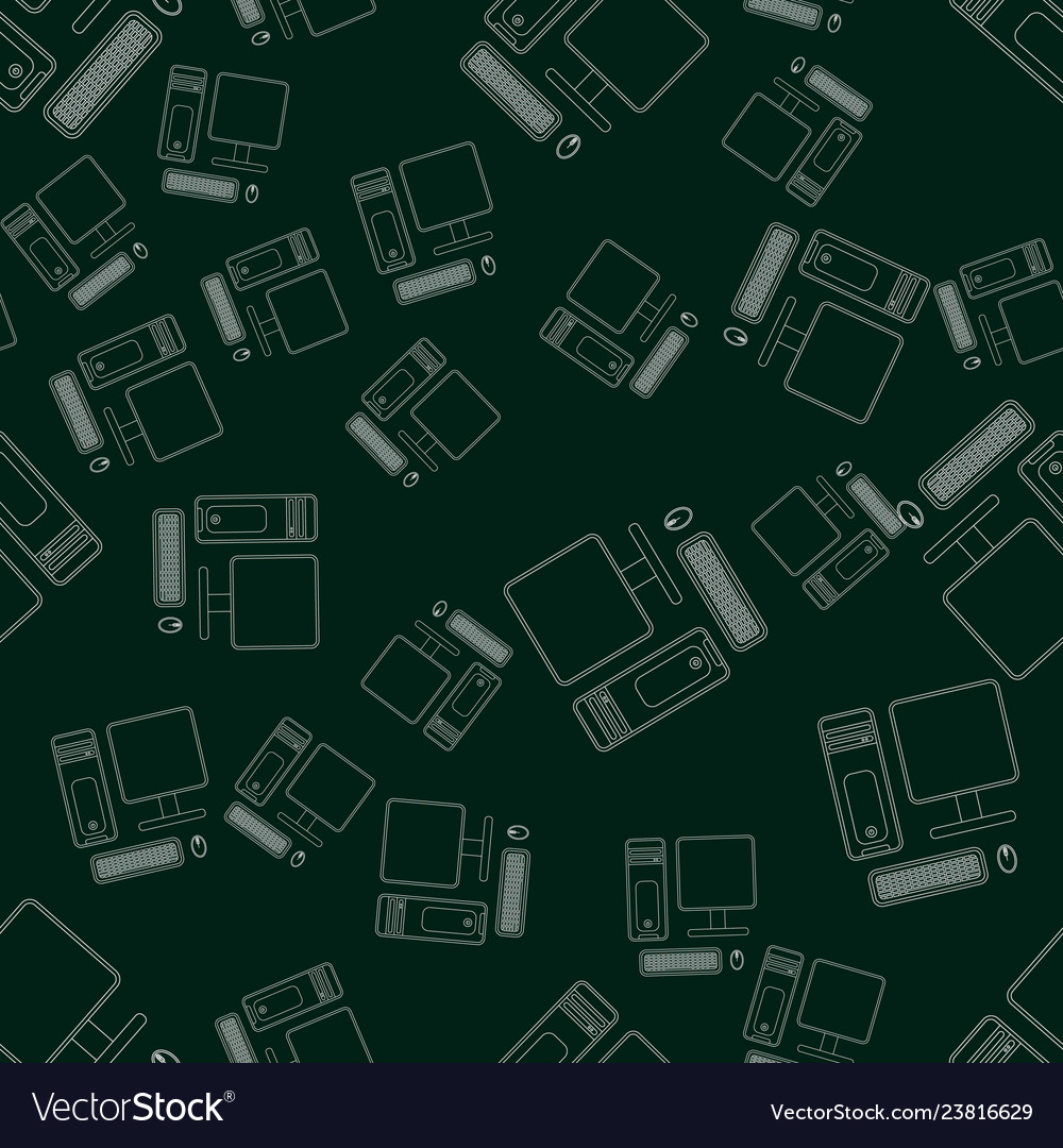 Seamless pattern with desktop pc computer print Vector Image Seamless pattern with desktop pc computer print