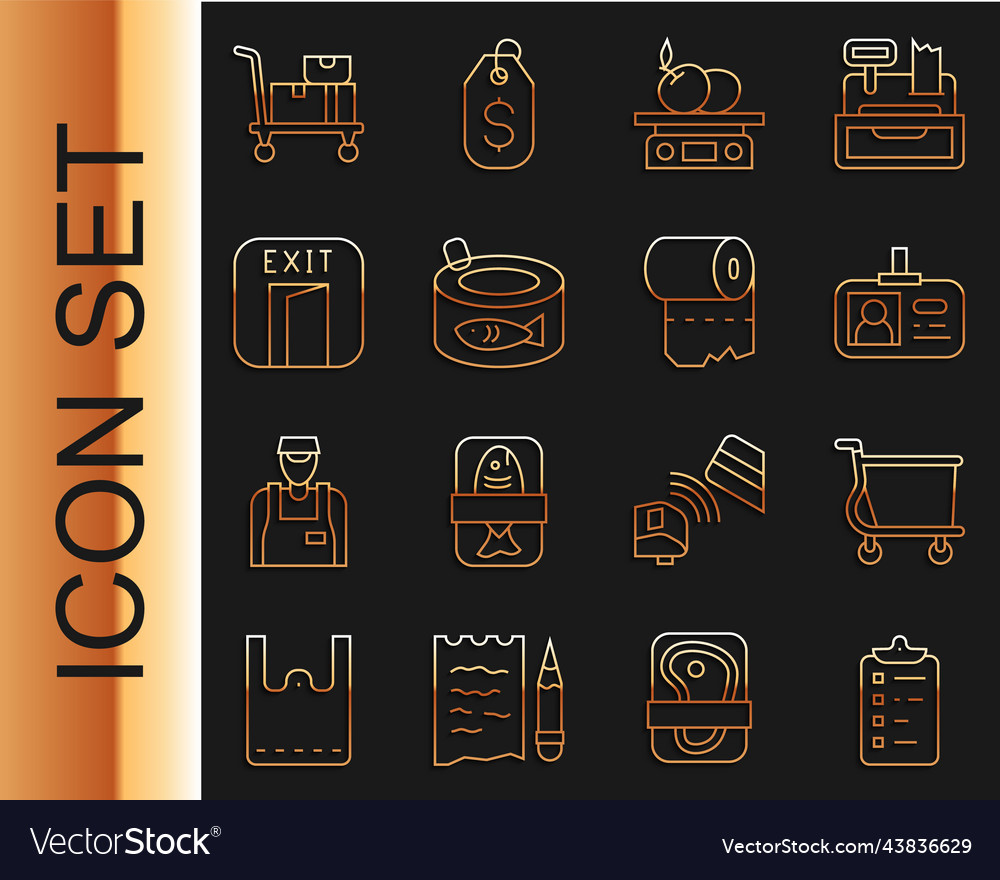 Set line shopping list cart identification badge vector image Set line shopping list cart identification badge