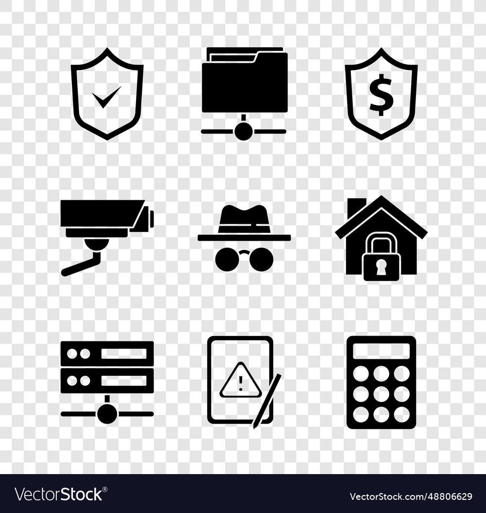 Set shield with check mark ftp folder dollar vector image Set shield with check mark ftp folder dollar