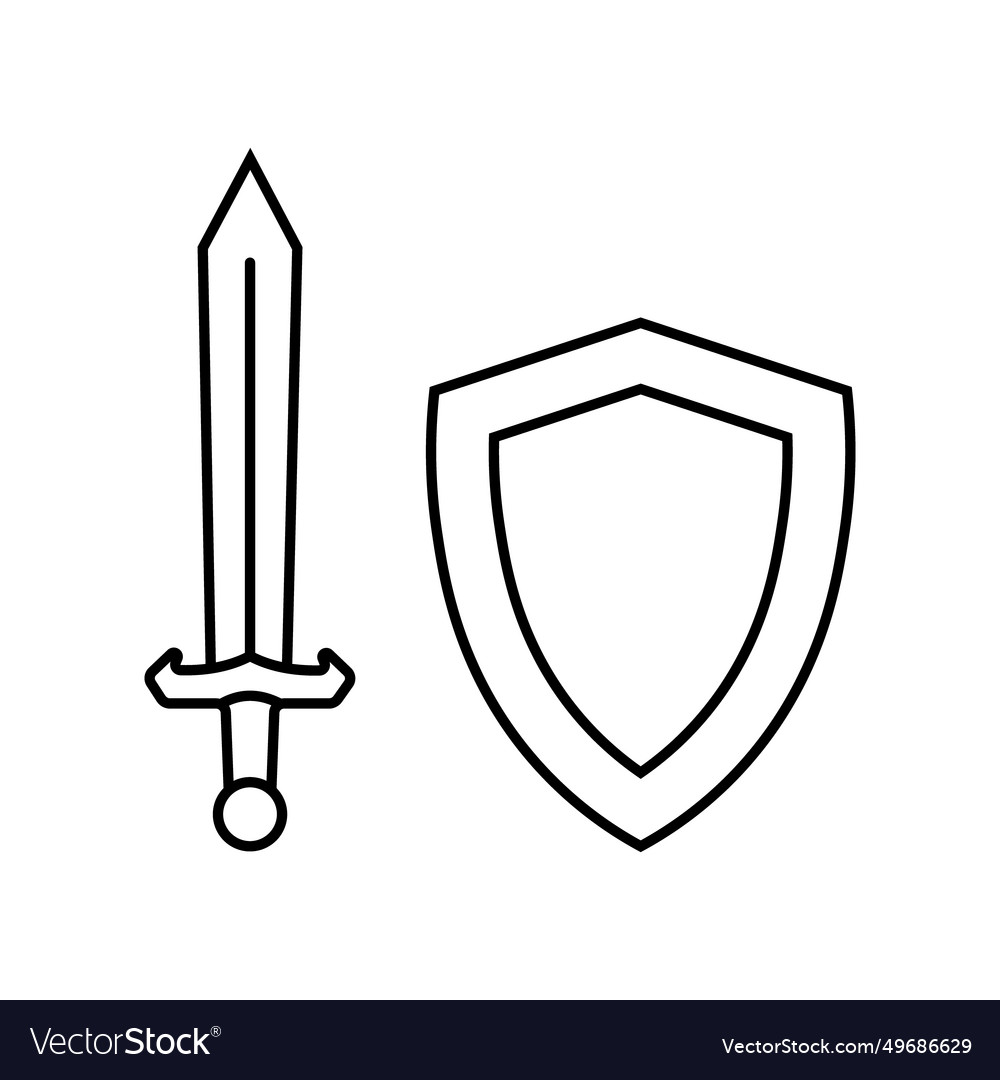 Shield and sword icon in linear style